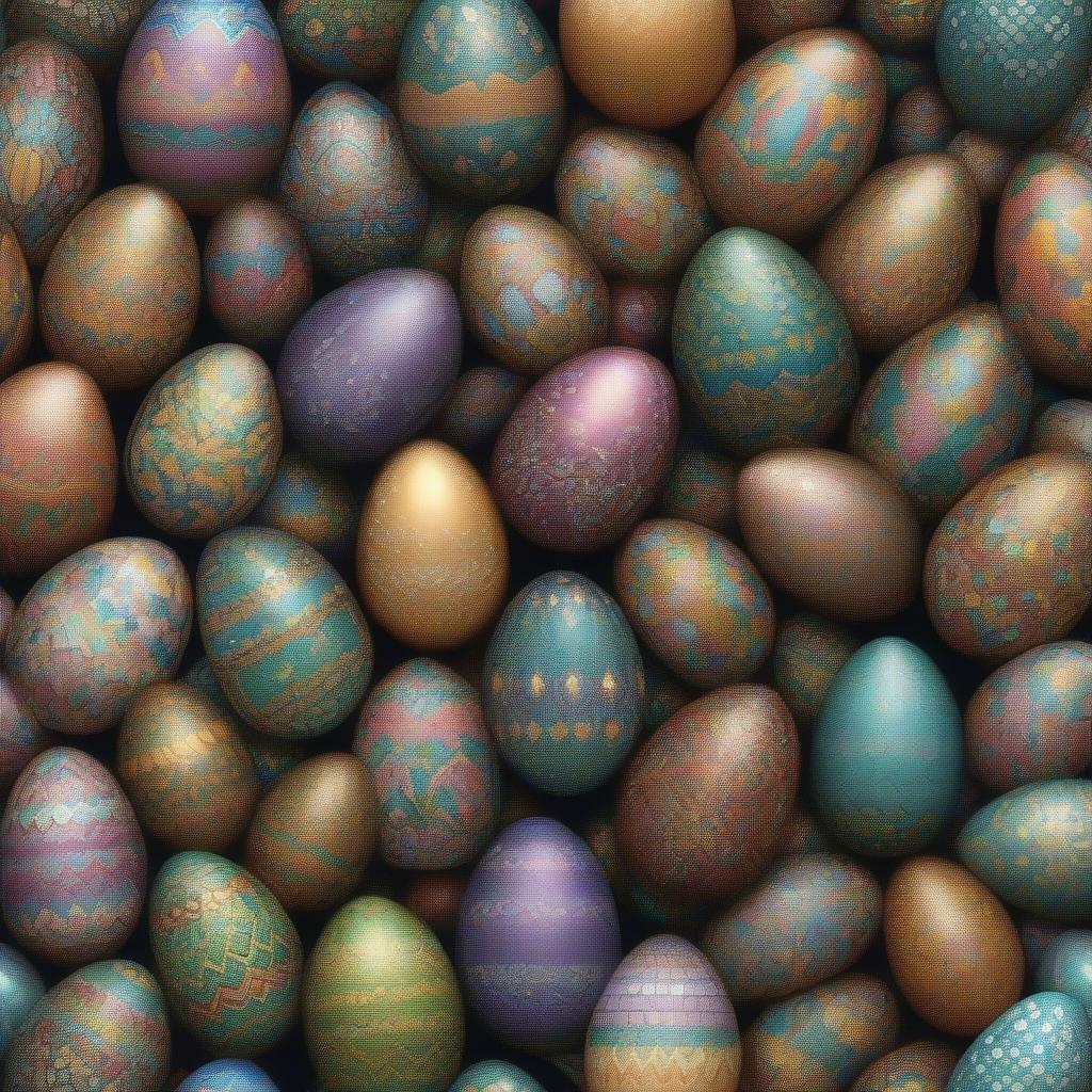 Get into the Easter spirit with this colorful wallpaper featuring beautifully decorated Easter eggs in various designs and patterns.