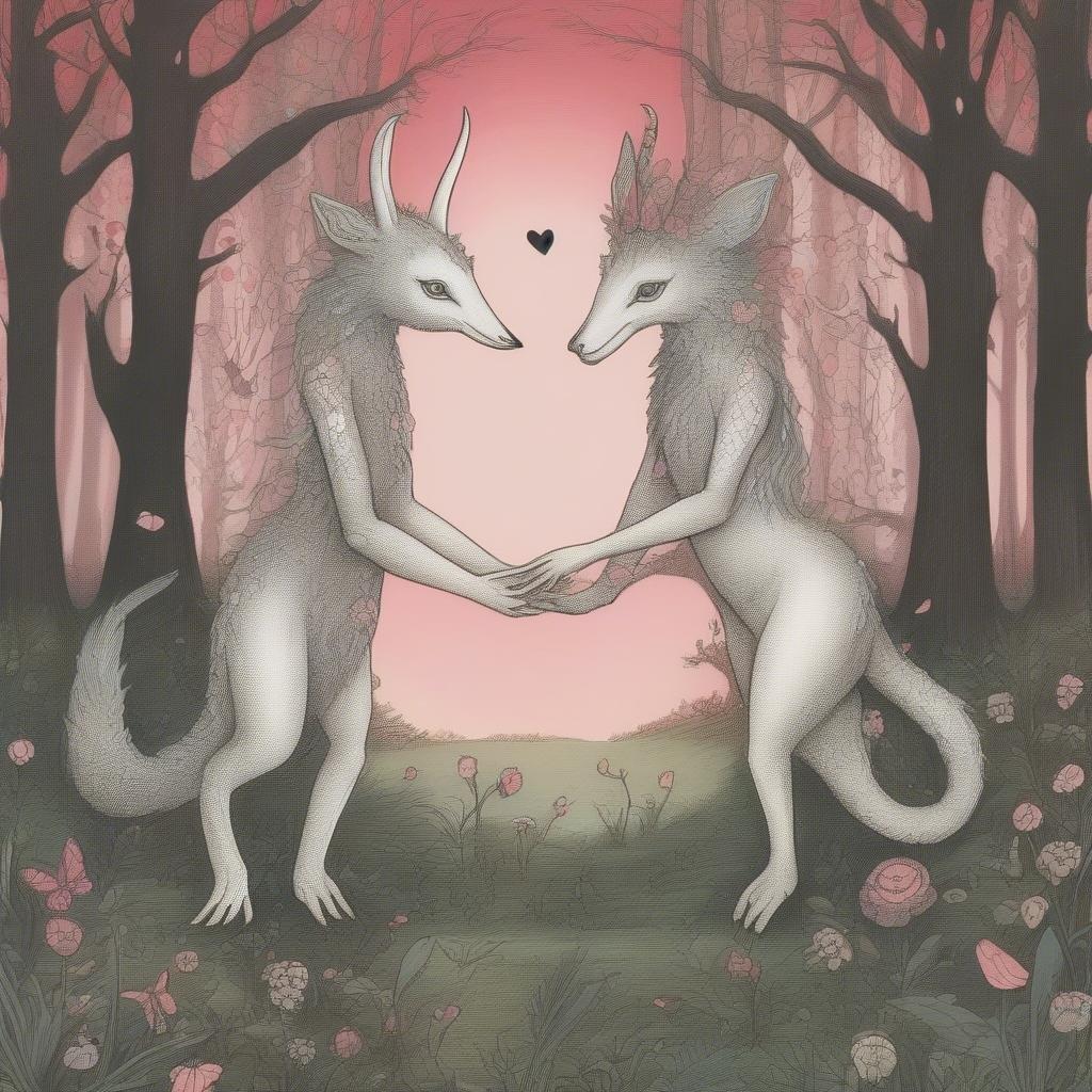 This beautiful wallpaper captures the magic of Valentine's Day in a serene forest setting. The two deer, with their gentle expressions and intertwined antlers, symbolize the love and connection that this special day represents.