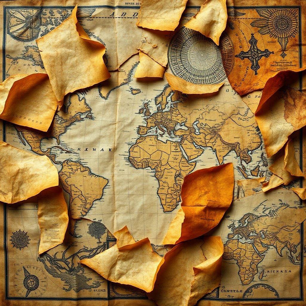 An intricately detailed vintage map wallpaper perfect for world travel enthusiasts or those who love the rustic charm of aged paper.