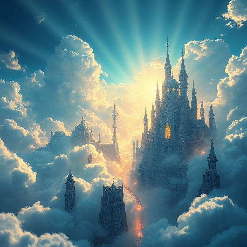 This fantasy world castle wallpaper is perfect for anyone who loves fantasy and adventure. The castle is surrounded by a moat and has a drawbridge, and the sky is filled with clouds and a bright sun. The image is perfect for use as a desktop or mobile wallpaper.