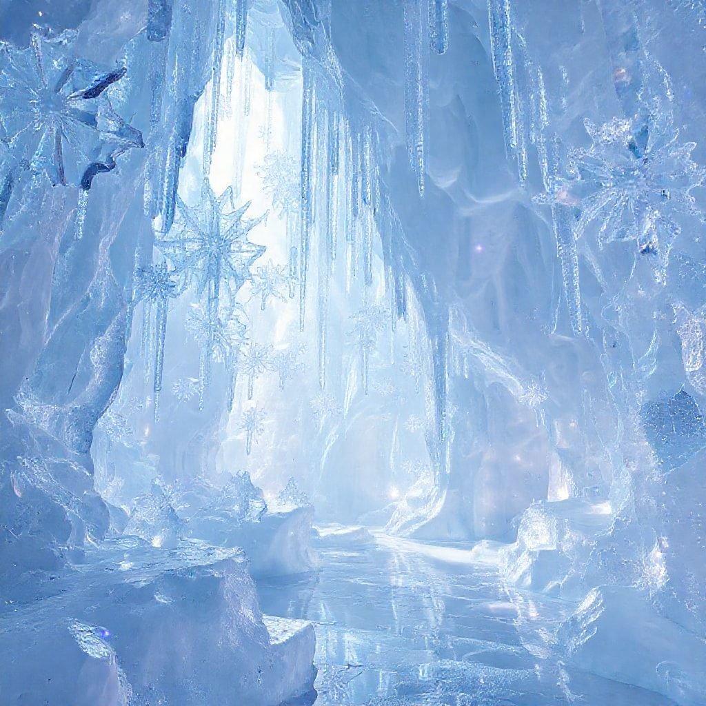 Step into a world of wonder with this breathtaking frozen fantasy wallpaper, where icy landscapes and magical creatures come to life.