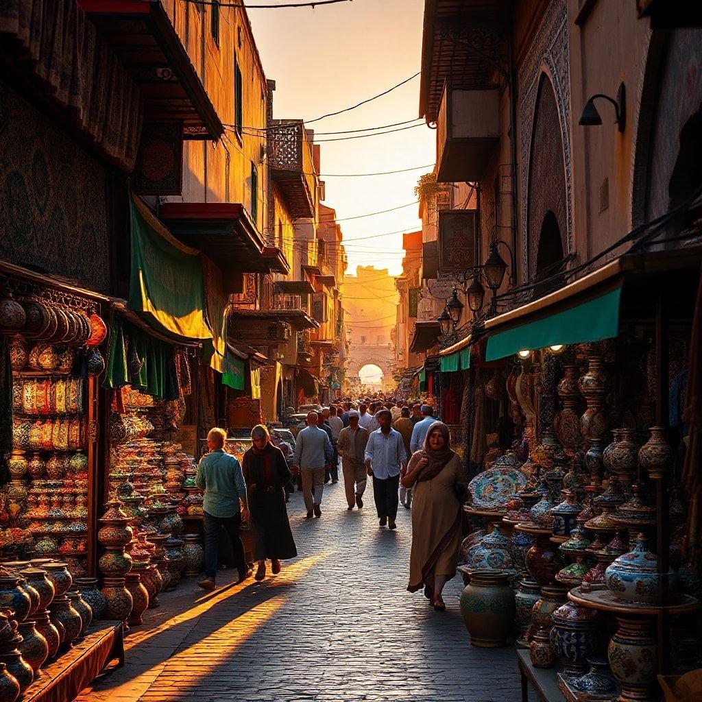 This tranquil alleyway in Morocco exudes the charm of a bygone era, with its sunlit market stalls and bustling local trade. Wander down this vibrant path to discover handmade crafts, spices, and treasures of the region.