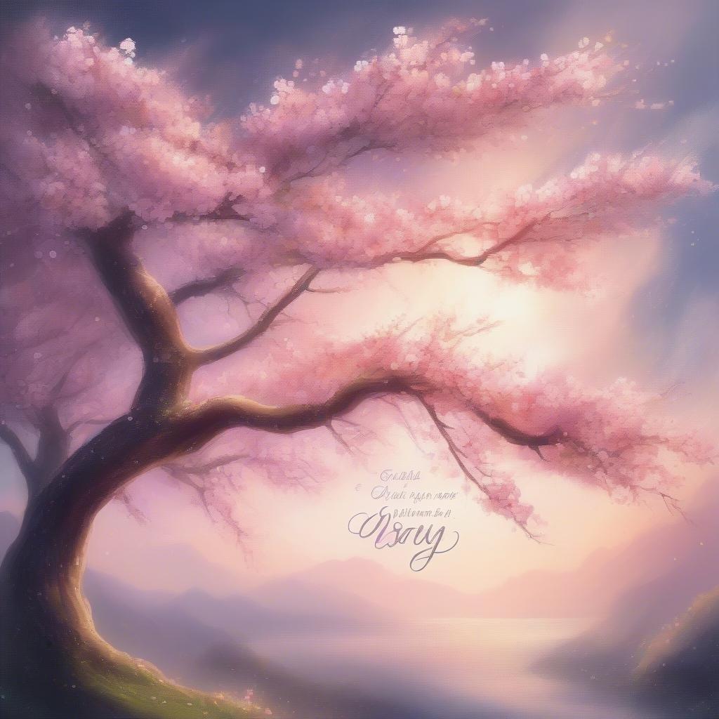 A serene landscape with a tree and a quote that evokes feelings of hope and inspiration.