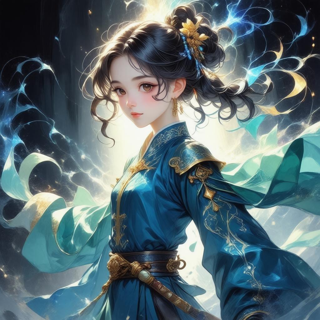 This captivating anime illustration showcases a young girl transformed into a formidable warrior, exuding power and energy.