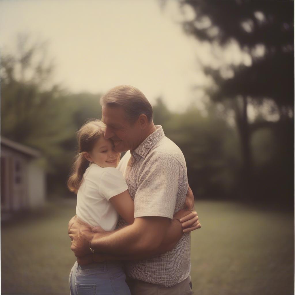 A heartwarming scene from Father's Day, a father's tender embrace with his child is captured in this beautiful family moment.