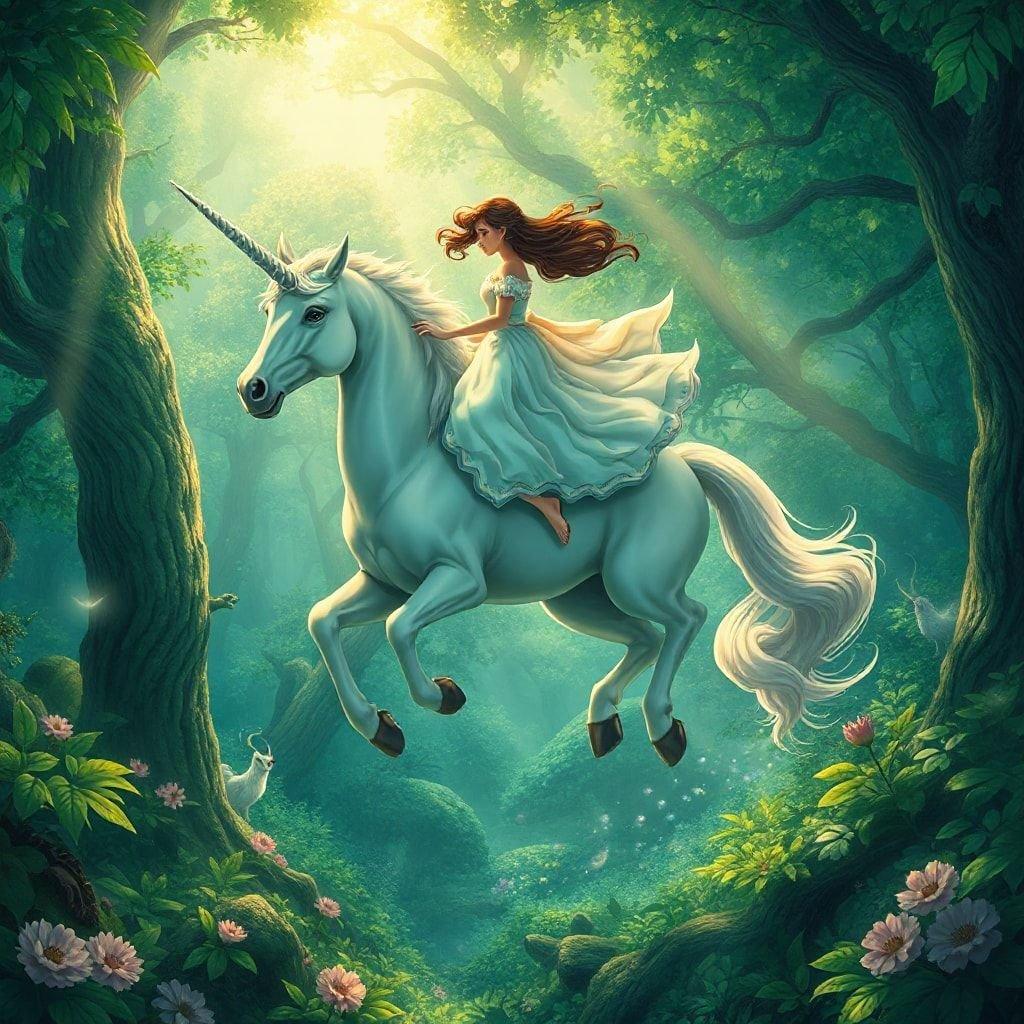 A beautiful and serene wallpaper featuring a unicorn and a mother, perfect for Mother's Day.