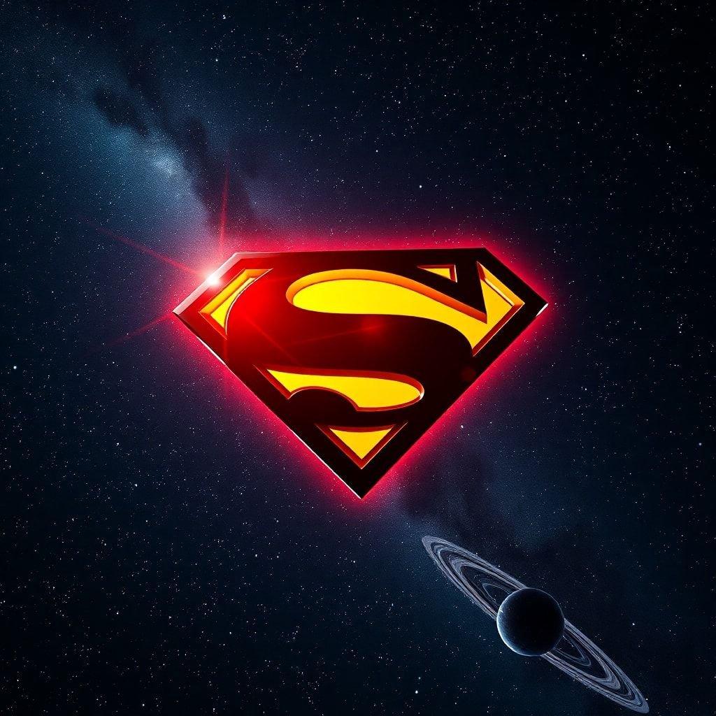 Este papel de parede apresenta o icônico logo do Superman, um símbolo de esperança e coragem no mundo das lendas em quadrinhos. O logo está situado contra um impressionante fundo de estrelas e planetas, criando uma sensação de aventura e heroísmo.