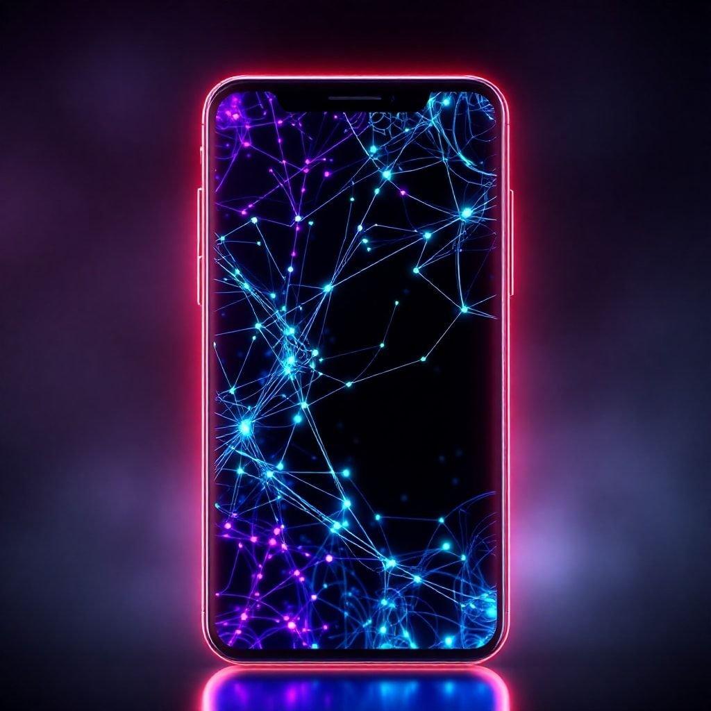 This neon mobile wallpaper is a futuristic and eye-catching design that will add a touch of technology to your device. The neon lights and abstract shapes create a dynamic and modern look that's perfect for anyone who loves technology.