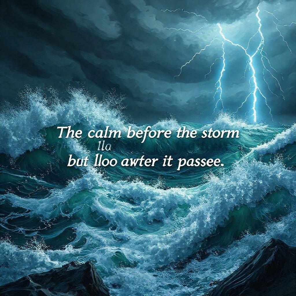 A serene quote about weathering life's storms.