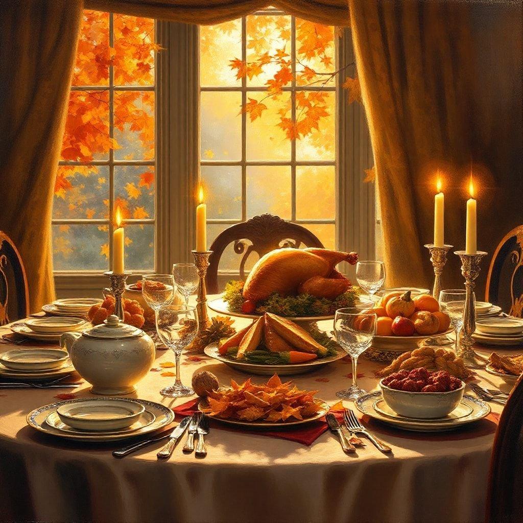 Gather 'round the table for a Thanksgiving feast like no other. This stunning wallpaper captures the essence of the season, with a beautifully set table, a delicious turkey, and all the trimmings. It's the perfect way to add a touch of warmth and hospitality to your digital space.