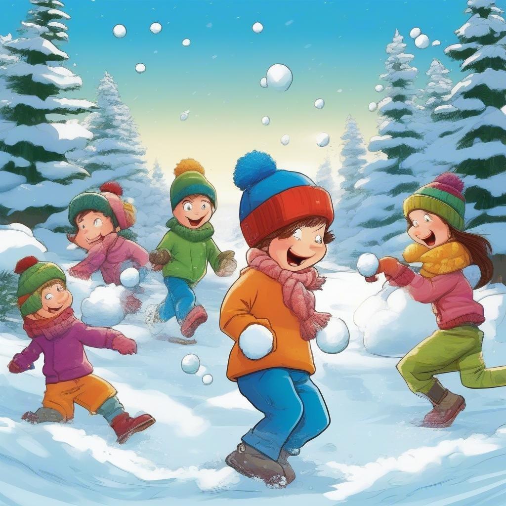 This adorable wallpaper captures the joy and wonder of childhood as a group of kids playfully throw snowballs at each other in a snowy landscape. The image is perfect for desktop and mobile use, bringing a touch of winter magic to any device.