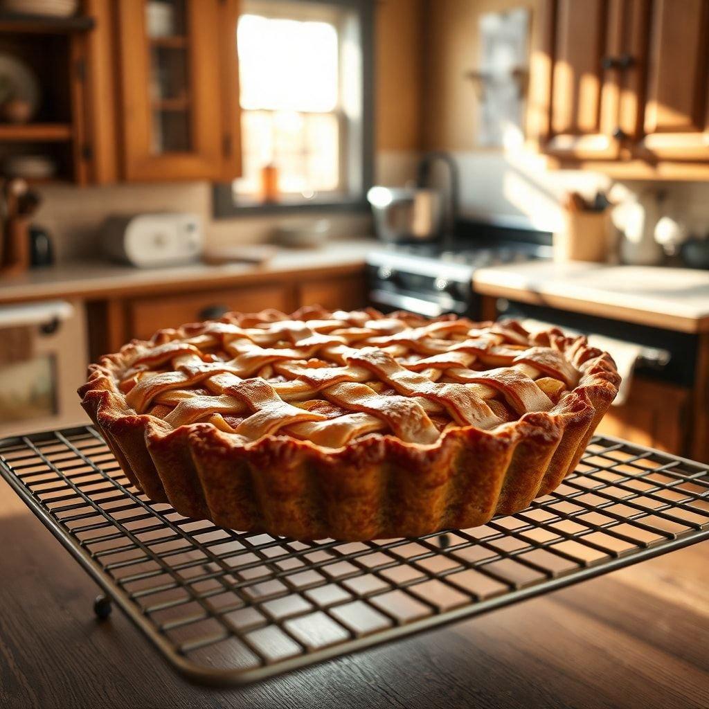 Genießen Sie den Geschmack von hausgemachtem Apfelkuchen, der vor Wärme und Liebe sprudelt, perfekt für die Feierlichkeiten zu Thanksgiving.