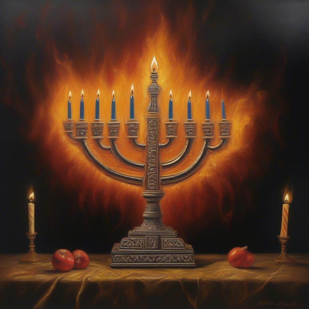 This stunning wallpaper captures the essence of Hanukkah, a Jewish holiday celebrated with great joy and festivity. The image features a beautifully lit menorah, symbolizing the miracle of the oil that burned for eight days in the rededicated Temple in Jerusalem.