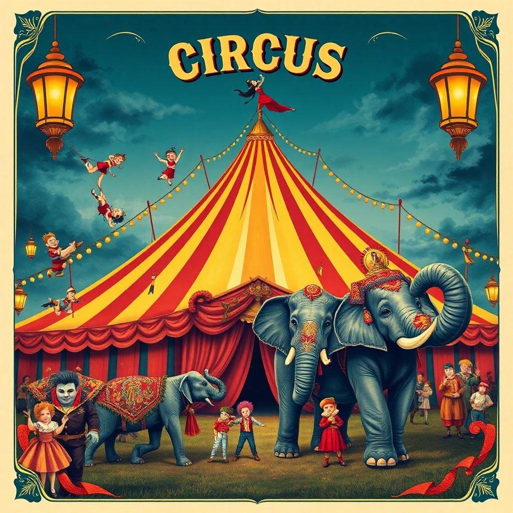 Step right up and experience the thrill of the circus with this vibrant wallpaper featuring a stunning circus tent and playful elephants.