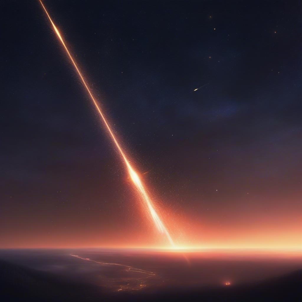 A breathtaking scene capturing the thrill of space exploration, where a rocket streaks across the night sky, illuminated by the soft glow of the moon.