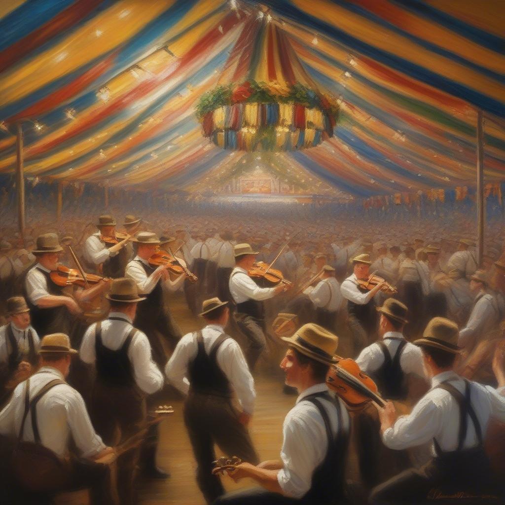 Get ready to celebrate the festive season with this vibrant Oktoberfest wallpaper. Featuring a lively scene of people enjoying traditional German beer and food, this wallpaper is perfect for anyone looking to add a touch of Oktoberfest spirit to their desktop or mobile device.