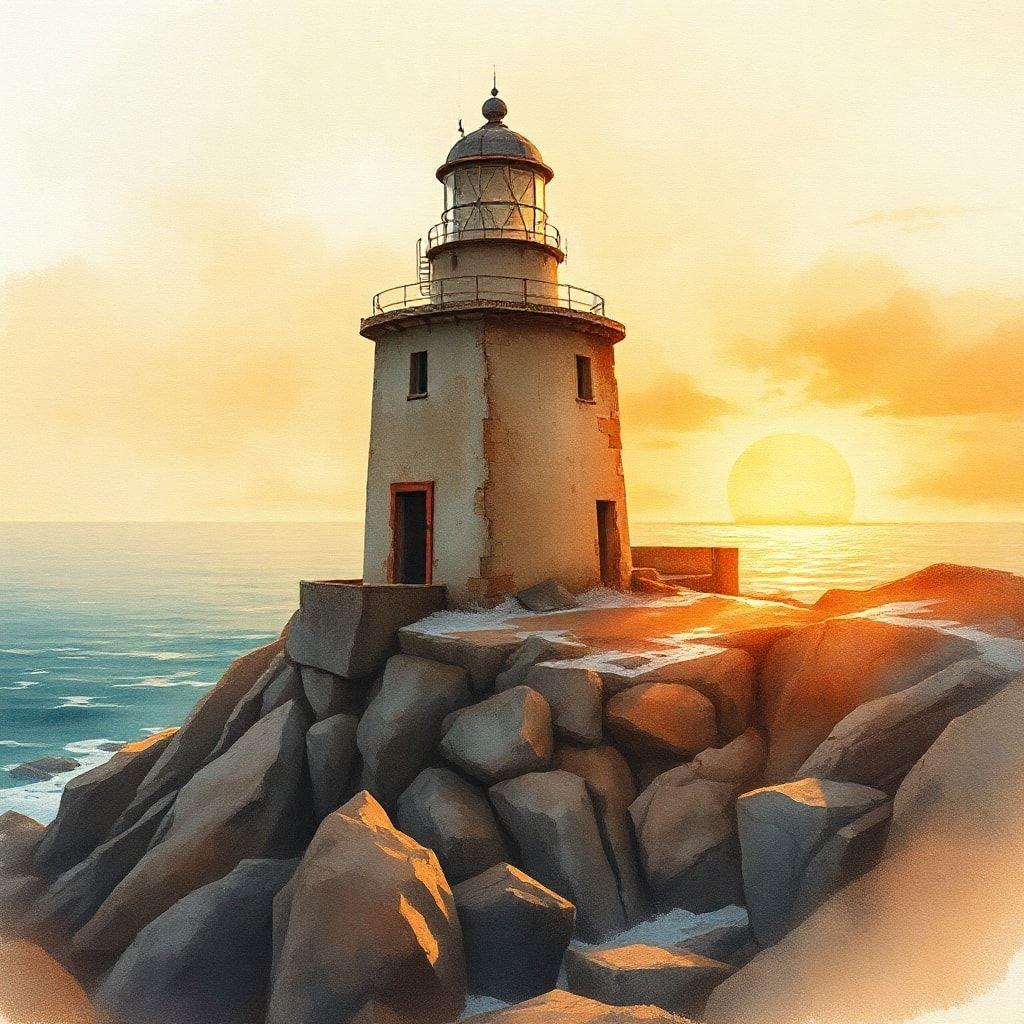 This serene wallpaper features a majestic lighthouse standing tall amidst a frozen landscape, with snow-covered rocks and a calm sea in the background. The image exudes a sense of tranquility and beauty, perfect for those who appreciate the majesty of nature.