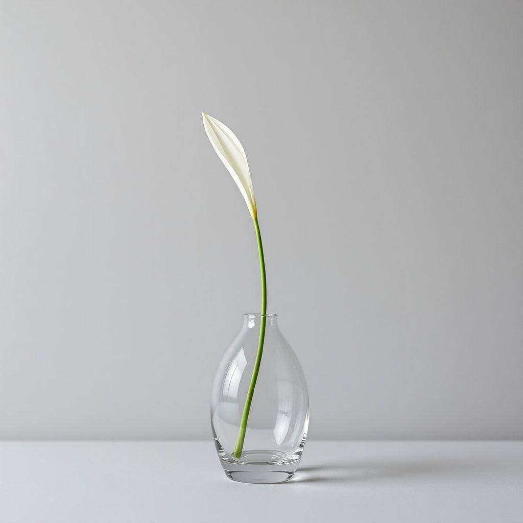 A serene and elegant image of a peace lily in a minimalist setting, perfect for desktop and mobile wallpapers.