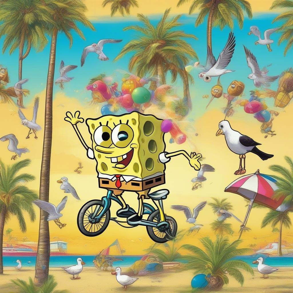 Dive into the world of Bikini Bottom with SpongeBob and his friends in this colorful and fun wallpaper.