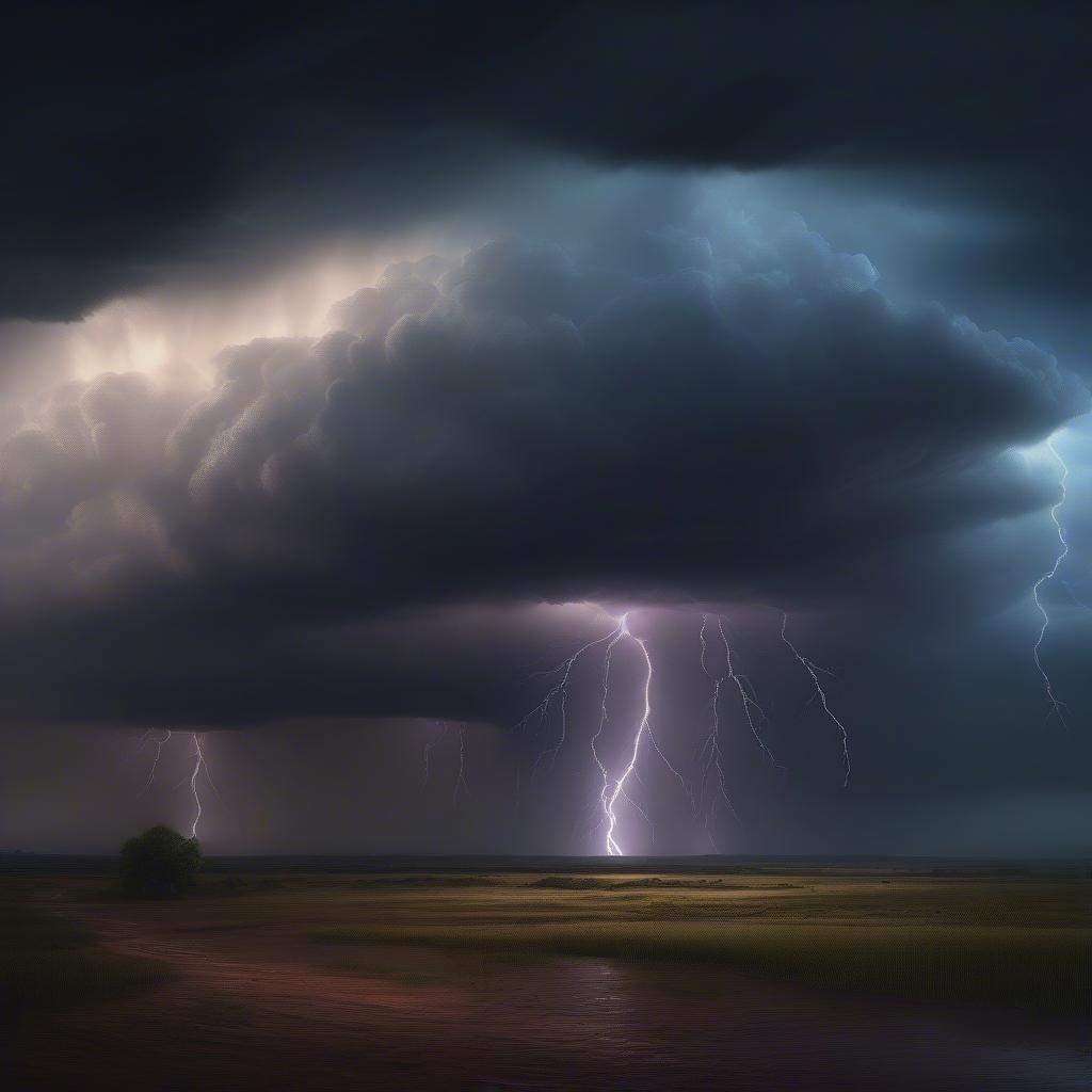 This stunning wallpaper captures the raw power and beauty of a lightning storm, perfect for anyone who loves the thrill of nature's fury. The image features a dramatic sky with lightning bolts illuminating the dark clouds, creating a breathtaking scene that's sure to leave you in awe.