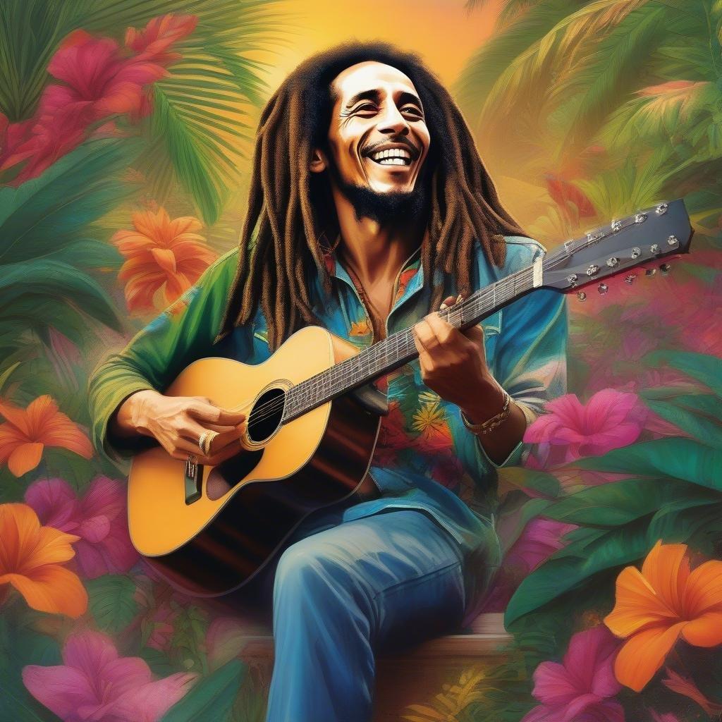 This wallpaper captures the joyful spirit of Bob Marley, a beloved icon known for his reggae music and uplifting message of peace and love.