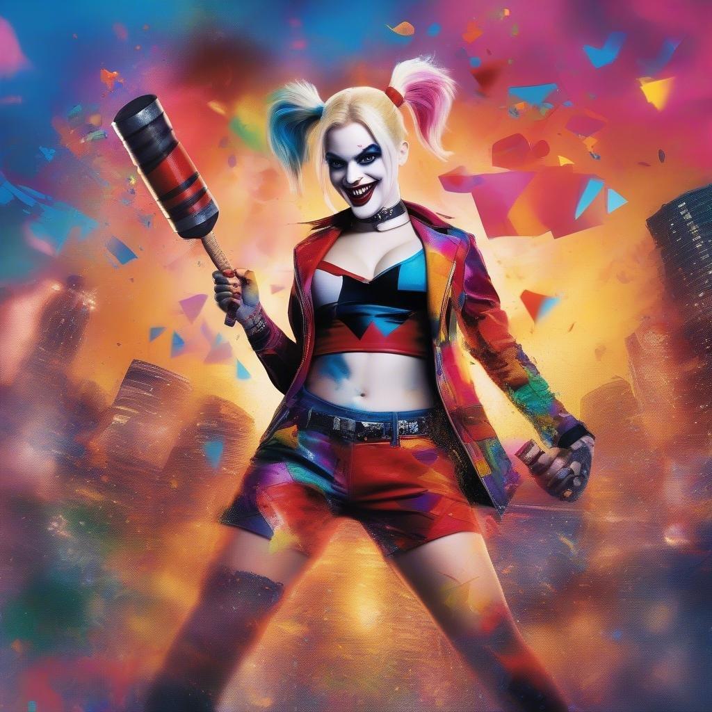 Add a touch of chaos to your desktop or mobile with this Harley Quinn wallpaper.