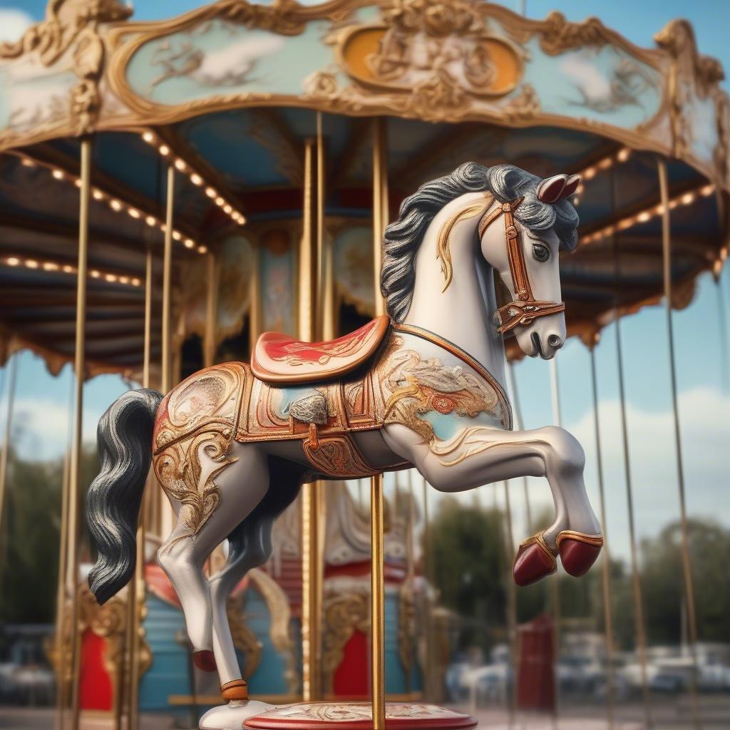 Add a touch of nostalgia to your desktop or mobile with this stunning vintage carousel horse wallpaper. The intricate details and classic design make it a perfect fit for anyone who loves retro aesthetics.