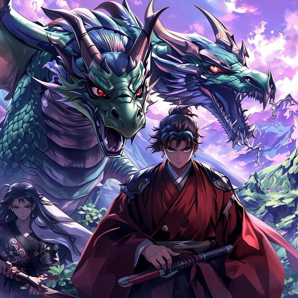 Get ready for an epic adventure with this stunning anime wallpaper featuring a young samurai and a majestic dragon in a lush mountain valley.