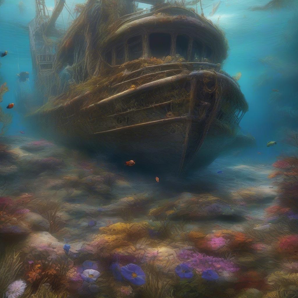 An eerie dive into an ancient, sunken ship that tells tales of past voyages.