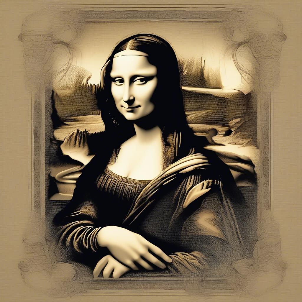 A timeless portrait of the enigmatic Mona Lisa, exuding elegance and mystery.