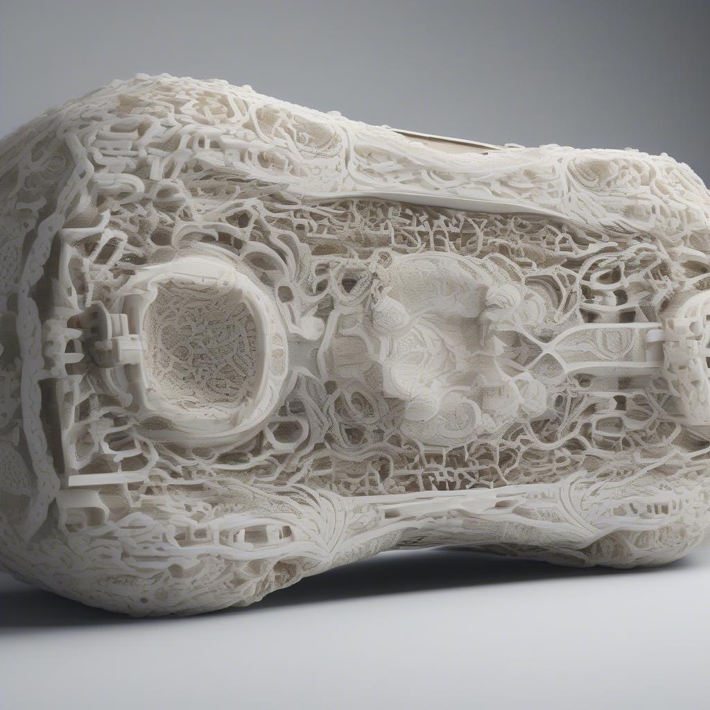 This artistic piece showcases the intricate detail and craftsmanship in 3D printing technology. A blend of organic and mechanical elements, it could be a symbol for the intersection of biology and technology.