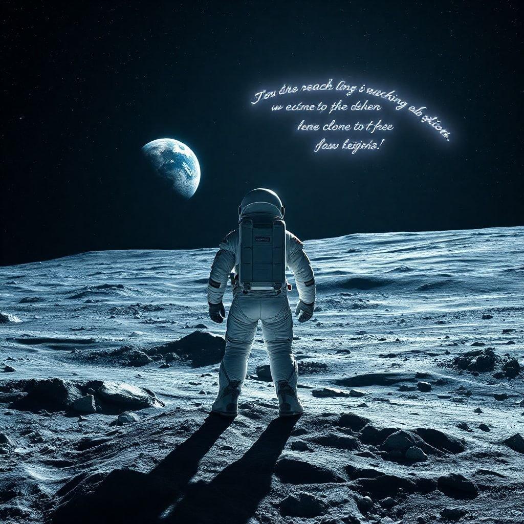 &#34;It's easy to be brave when there's nothing to fear. When you're on the moon, there's nowhere else to go!&#34; - Anonymous Astronaut, Desktop and Mobile Moon Quote Wallpaper for your next mission!