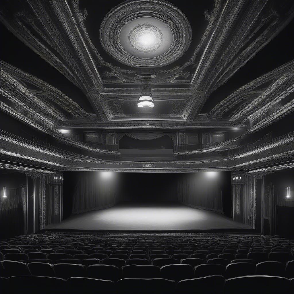 A classic theater with rows of empty seats waiting for an audience to fill them, inviting the viewer into a world of dramatic performances.