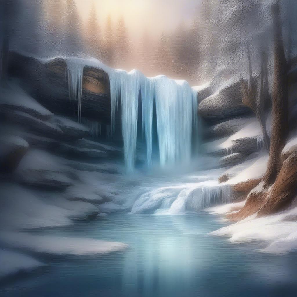 This stunning wallpaper features a breathtaking frozen waterfall, perfect for adding a touch of natural beauty to your desktop or mobile device.