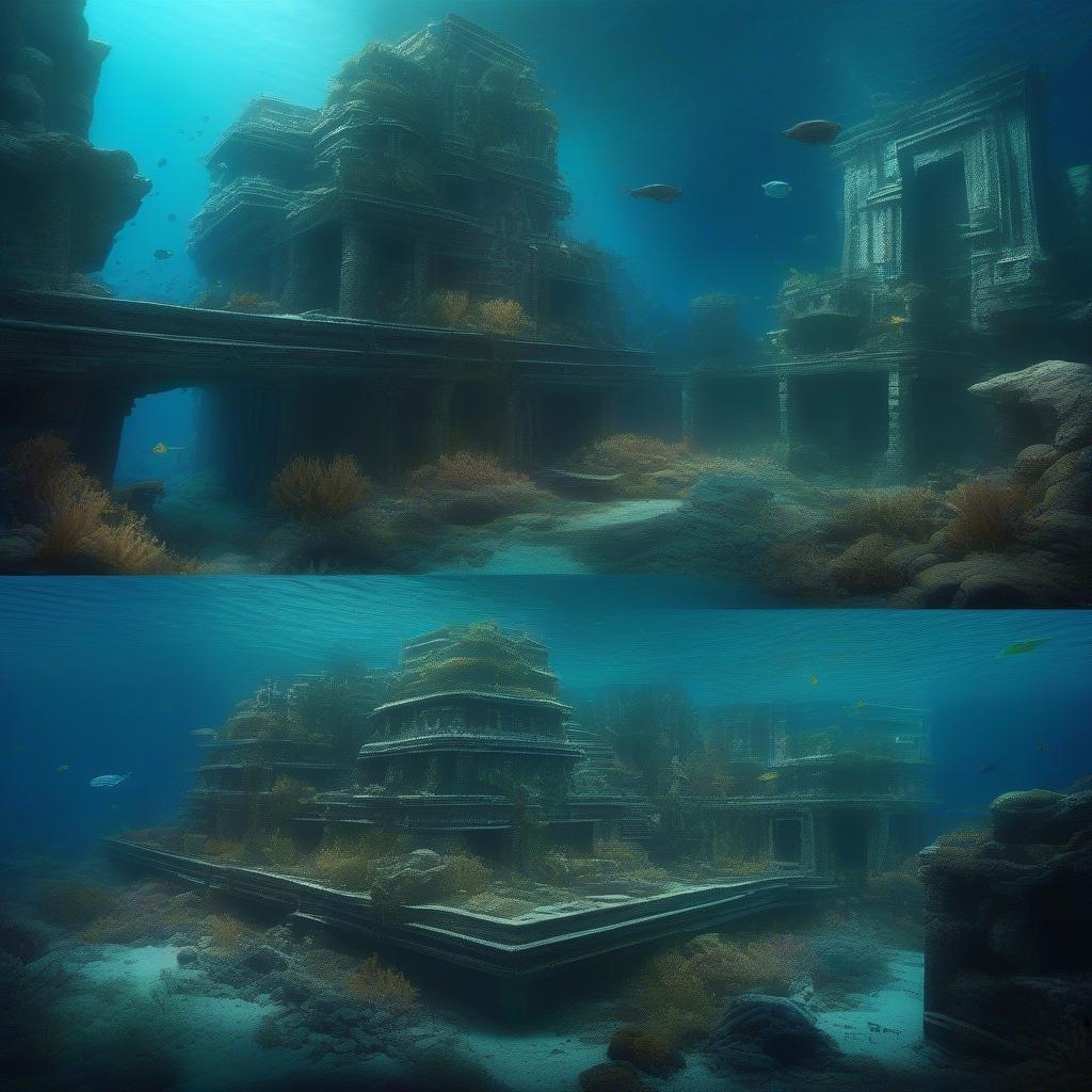 Explore the mysterious remains of an ancient city hidden beneath the ocean waves.