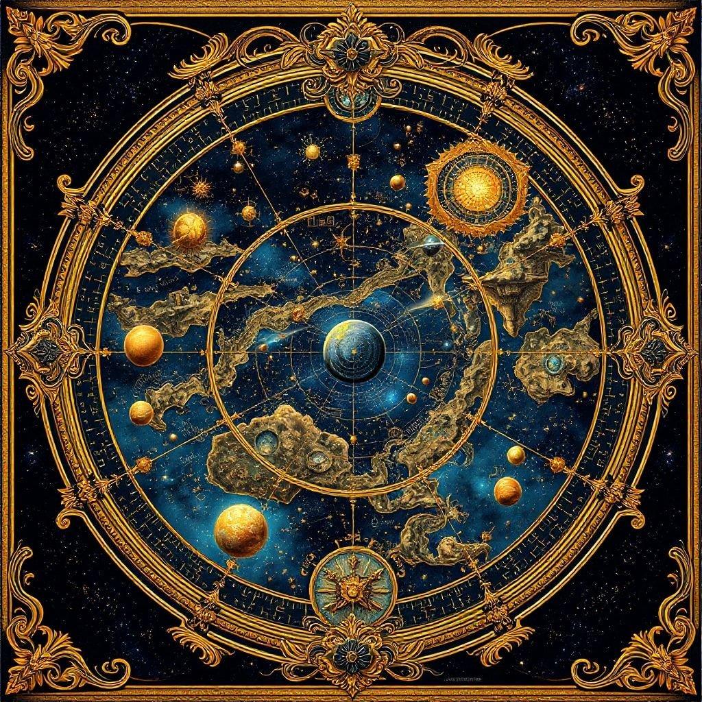 This wallpaper features a stunning celestial map, showcasing the beauty of the universe in a visually striking way.