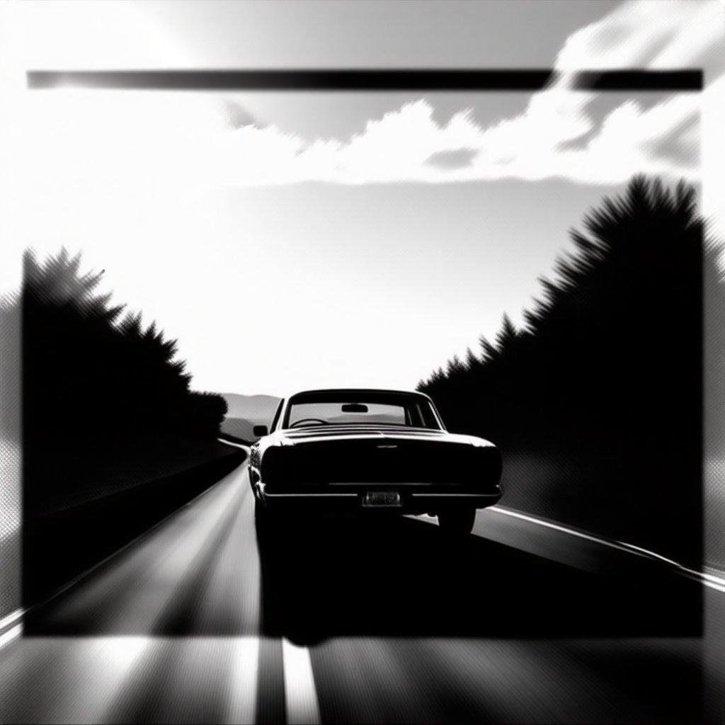 This stunning black and white wallpaper features a sleek car driving down a winding road, surrounded by lush trees and a clear sky. The monochromatic color scheme adds a touch of sophistication and elegance to the image, making it perfect for desktop and mobile use.