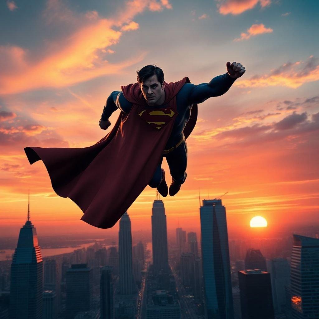 This stunning wallpaper features Superman soaring through the city, capturing the essence of his iconic character.