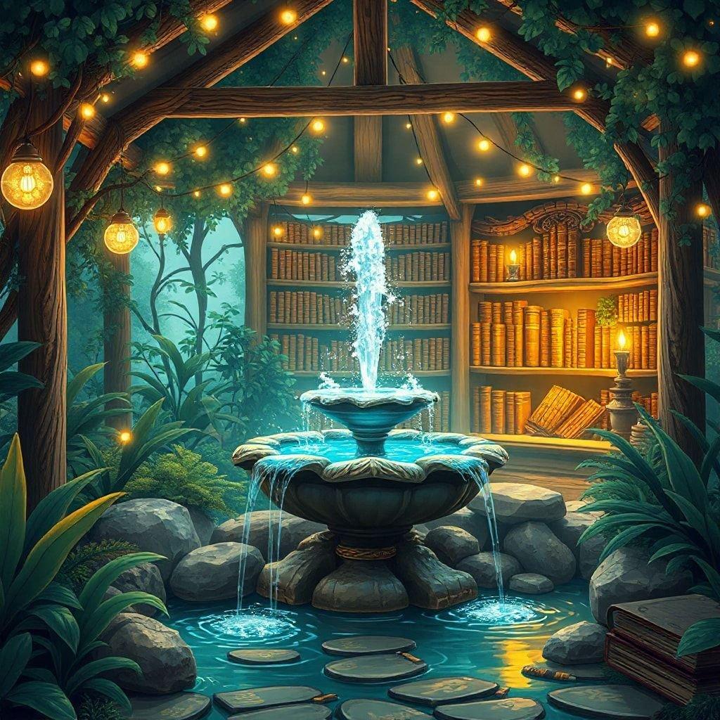 Step into this enchanted library, where knowledge glows like a thousand candles and the quiet hum of books is echoed by the gentle spray of a fountain. The twinkling lights lead your eyes to shelves that hold secrets within their pages. Amidst this symphony of literature and light, celebrate the Festival of Lights with our warm, magical Hanukkah wallpaper.