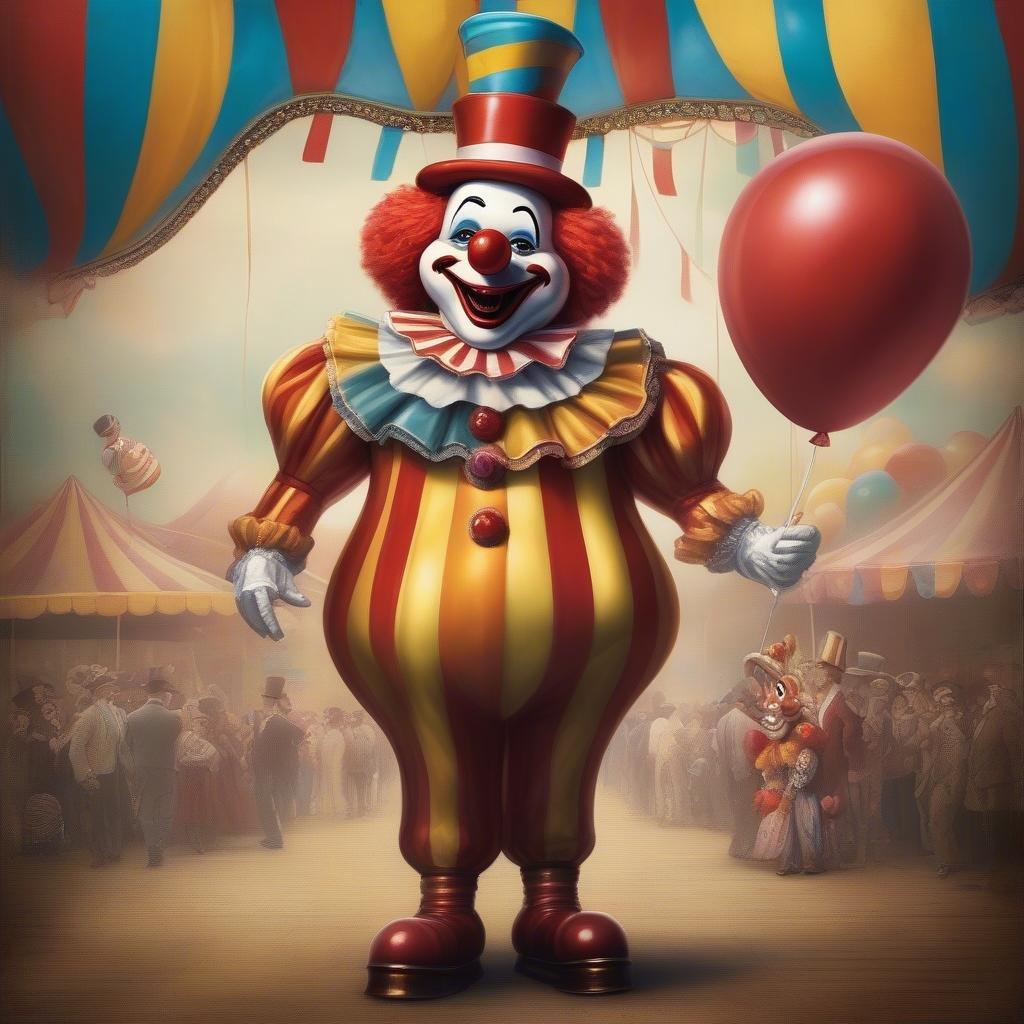 Enjoy the show with this jovial clown ready to entertain. A classic scene from the circus, where life is a constant merry-go-round. This wallpaper brings a touch of fun and whimsy to your desktop.