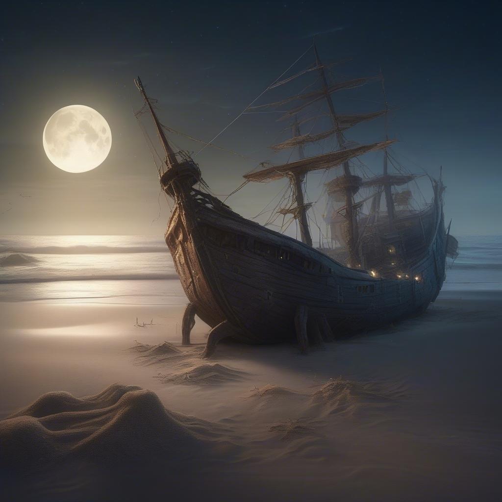 A serene and peaceful image of a shipwreck on the beach, perfect for desktop and mobile wallpapers.