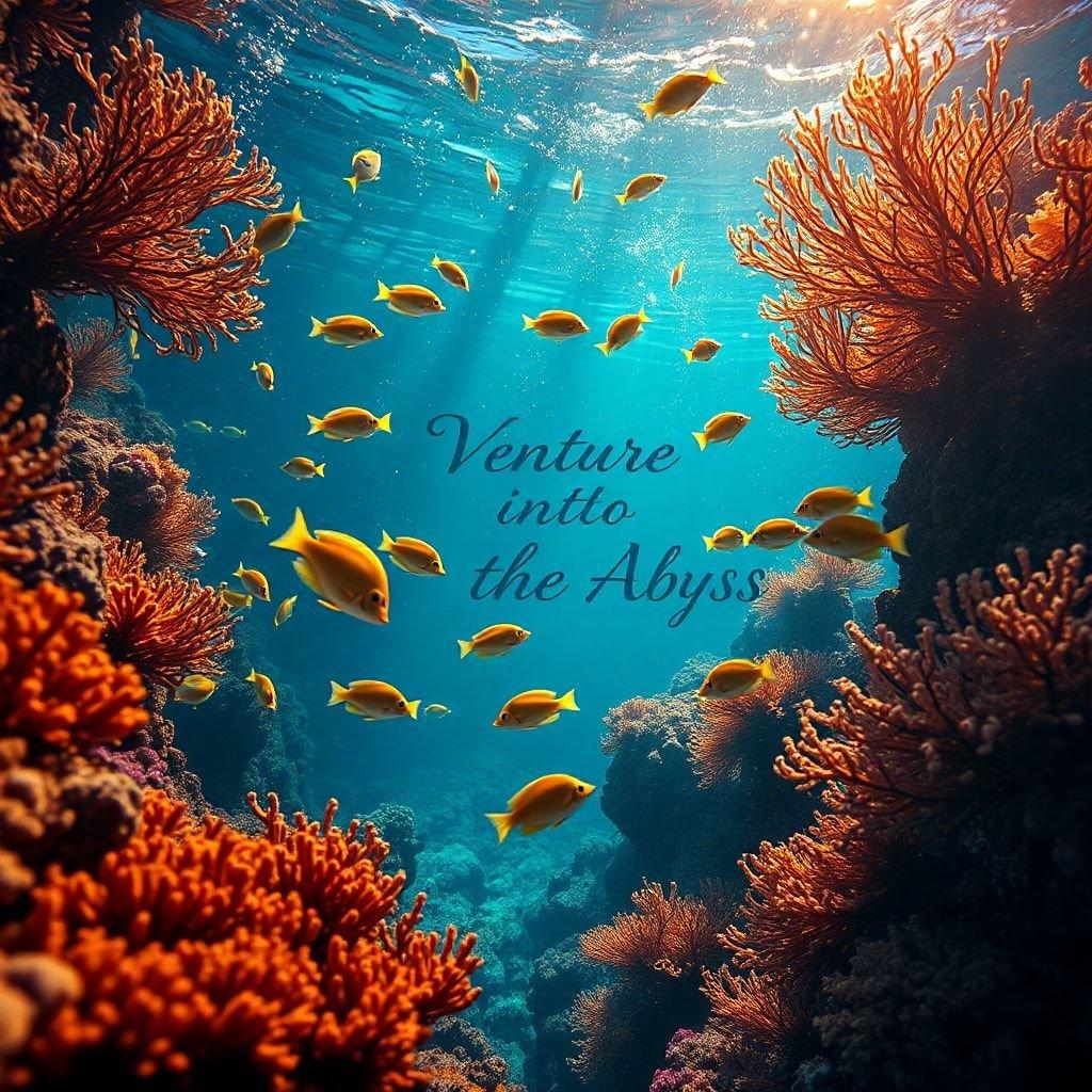 Dive into the vibrant beauty of our oceans with this stunning quote wallpaper. Admire the radiant colors of coral, fish, and sunlight amidst the deep blue depths.