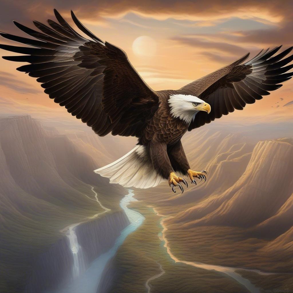 Embrace the spirit of independence with this stunning wallpaper, featuring a powerful bald eagle soaring over majestic mountains. The eagle's fierce gaze symbolizes strength and freedom, while the mountainous backdrop represents the vastness of our nation's natural beauty.