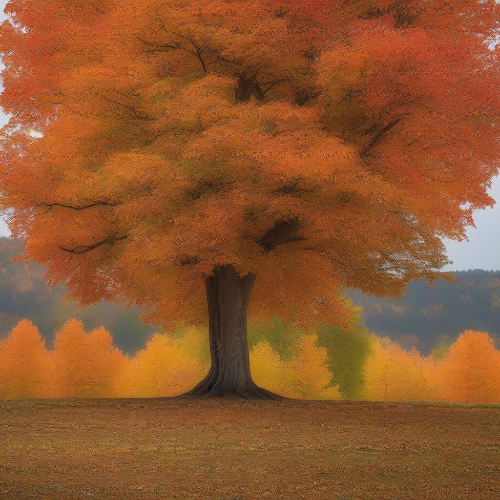 Eine ruhige Szene eines Herbstwaldes, mit goldenen Blättern, die im Sonnenlicht glänzen.