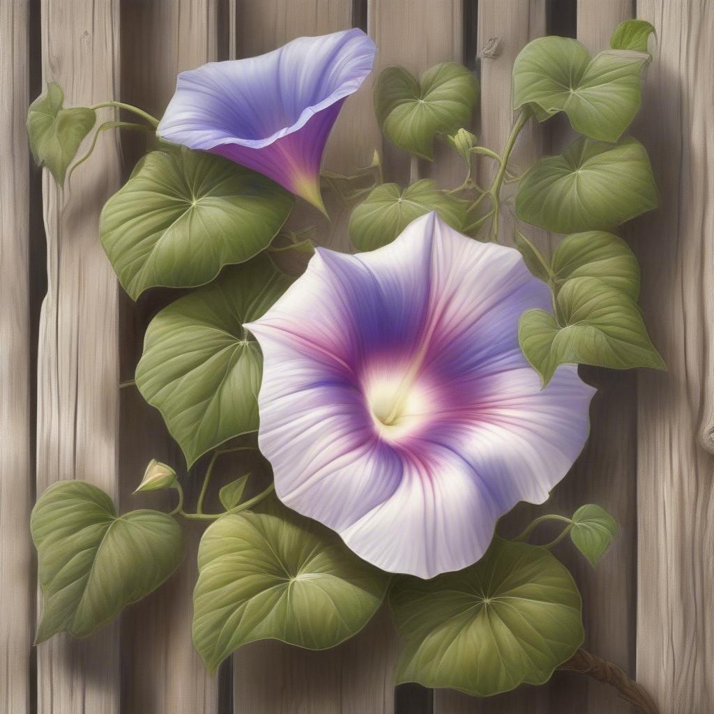 This digital wallpaper brings the beauty of morning glory flowers to your desktop. With their vivid purple petals and yellow centers, they add a splash of color against the backdrop of green leaves. Enjoy a piece of nature with this stunning floral wallpaper.