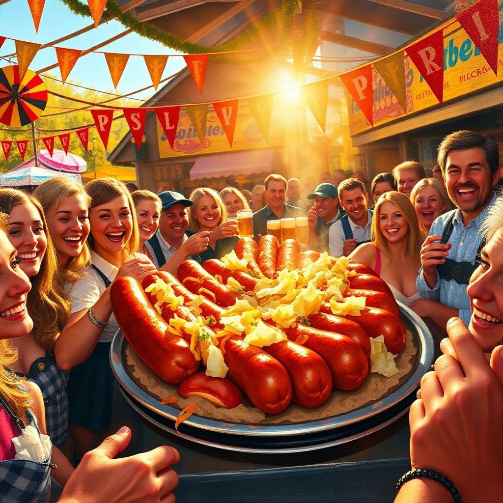 Get in the festive spirit with this vibrant Oktoberfest wallpaper, showcasing a lively scene of people enjoying traditional German beer and food. The image captures the joy and camaraderie of the event, making it perfect for anyone looking to add a touch of Oktoberfest cheer to their device.