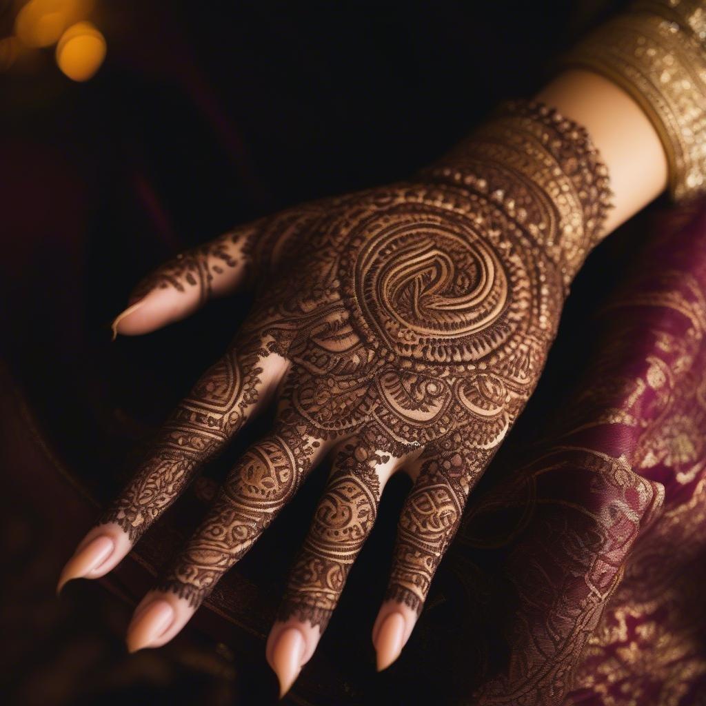 This stunning wallpaper showcases a beautiful traditional henna design, perfect for adding a touch of cultural flair to your desktop or mobile device.