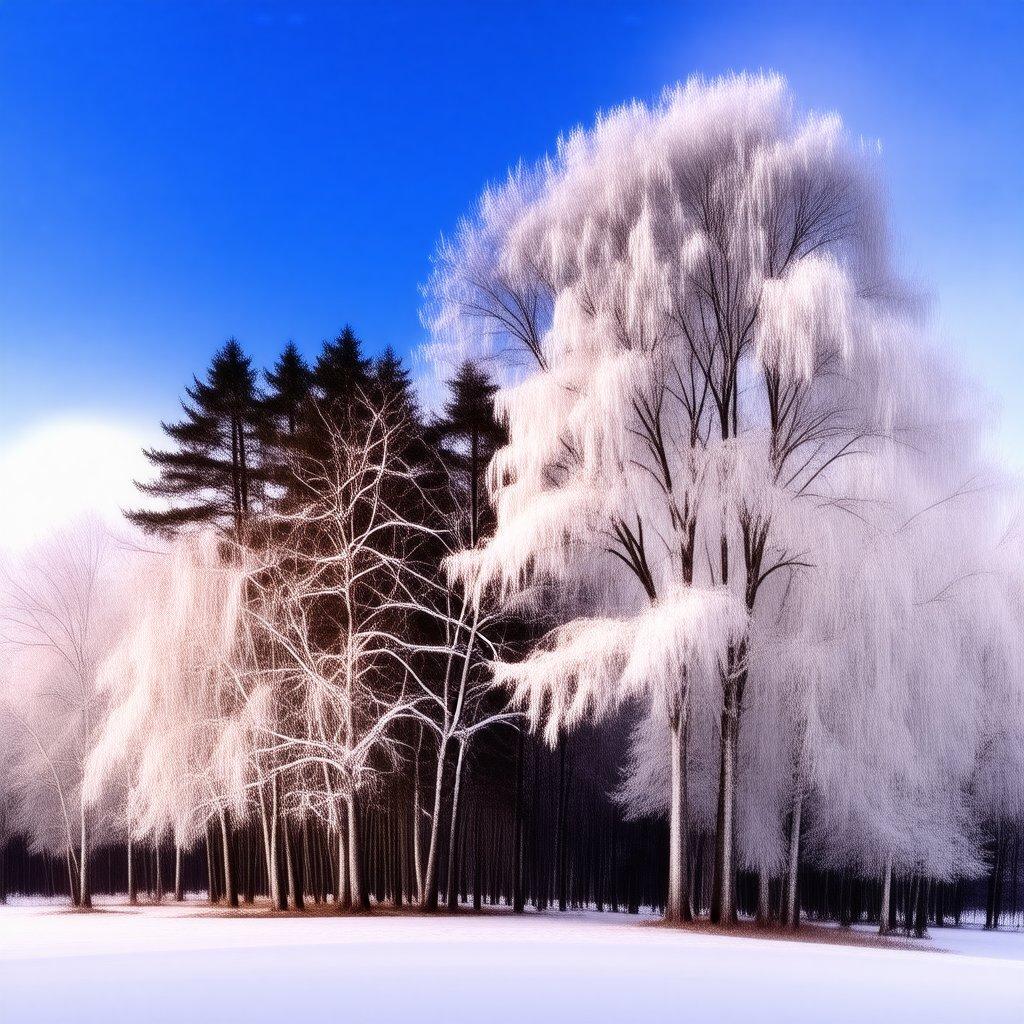 A breathtaking view of a winter forest, its branches heavy with snow. The stillness and serenity of nature captured in this image make it perfect for desktop wallpapers.