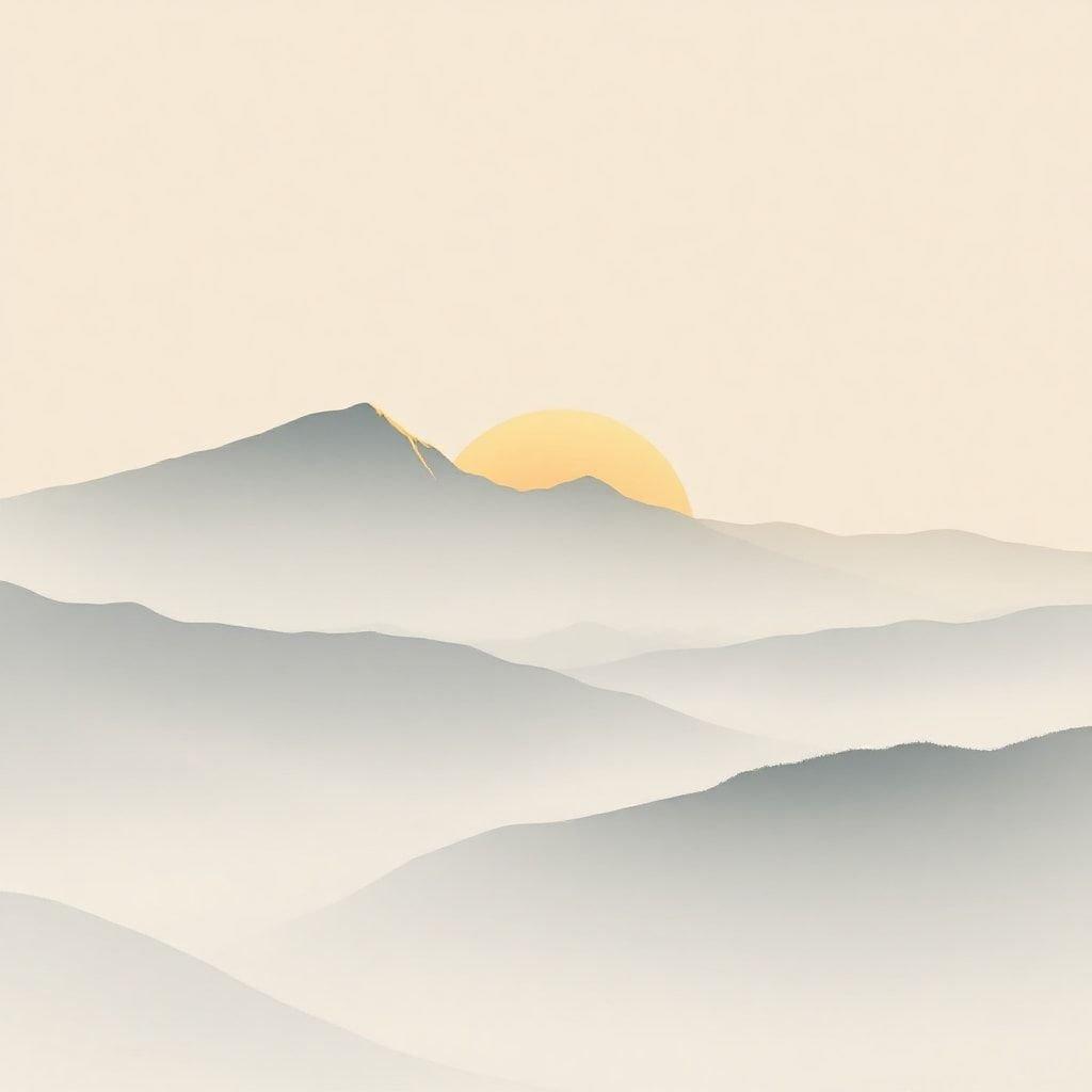 Experience the tranquility of a golden sunset as it meets the distant mountains. This wallpaper captures the serene beauty of nature's canvas, where each ray of light is a stroke that paints a breathtaking view.