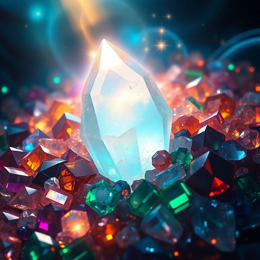 A vibrant and colorful wallpaper featuring a variety of gemstones, perfect for adding a touch of luxury and elegance to your desktop or mobile device.